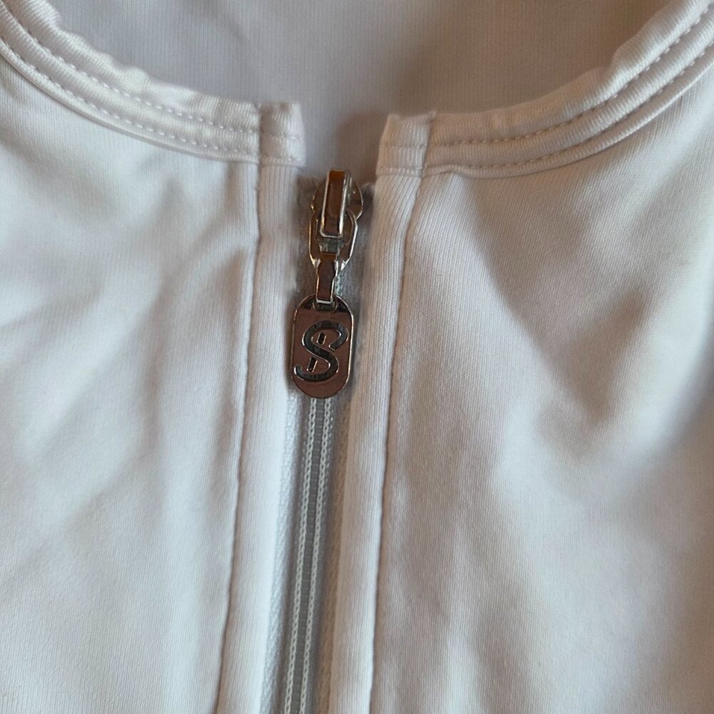 Women’s White Racerback Zip-Front Tank Top - Picture 3 of 7